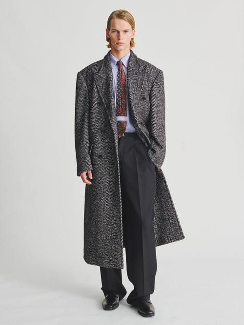 Kris Van Assche Coat 01, Black Herringbone