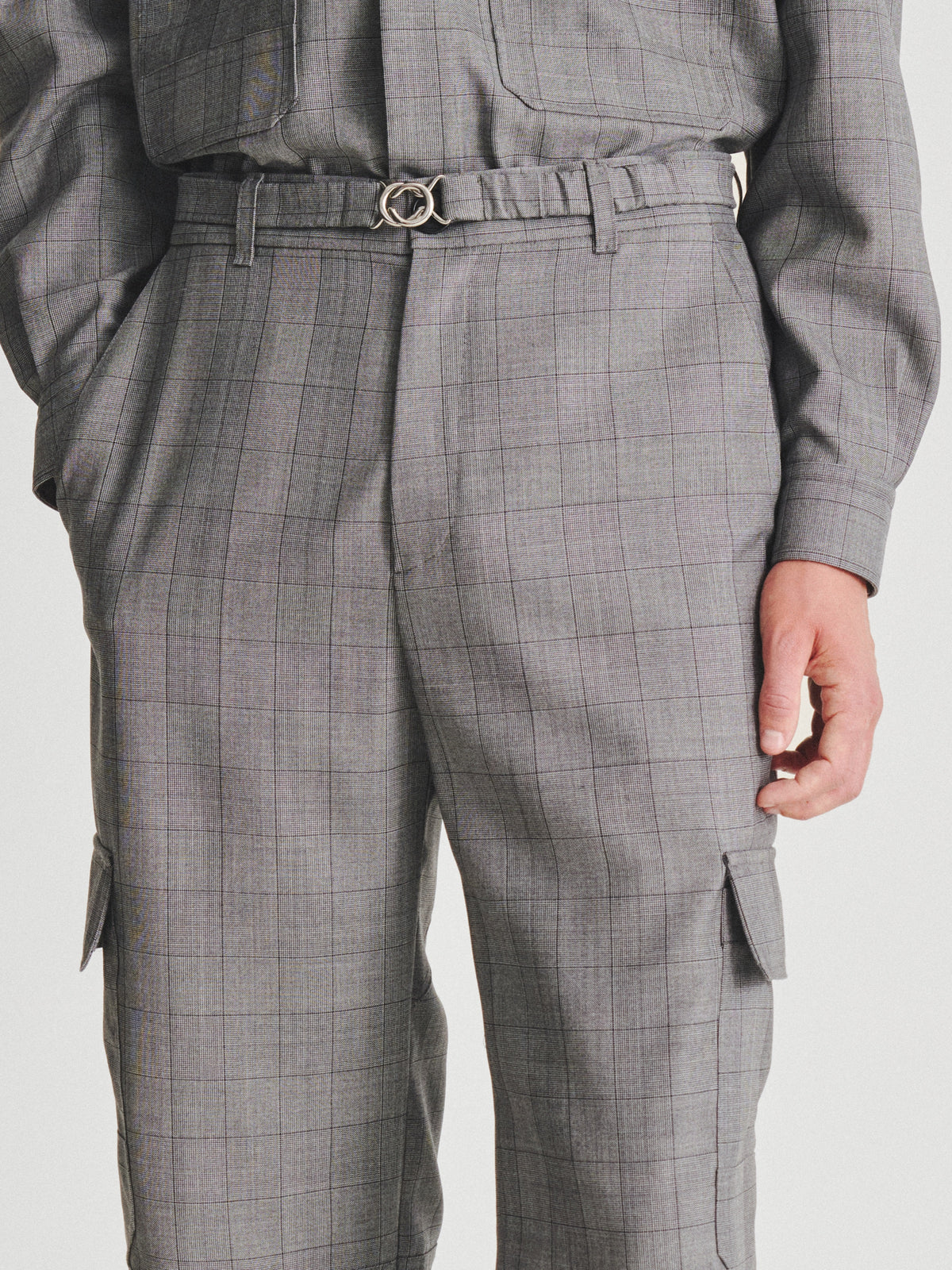 Kris Van Assche Elastic Belt 01, Grey Check