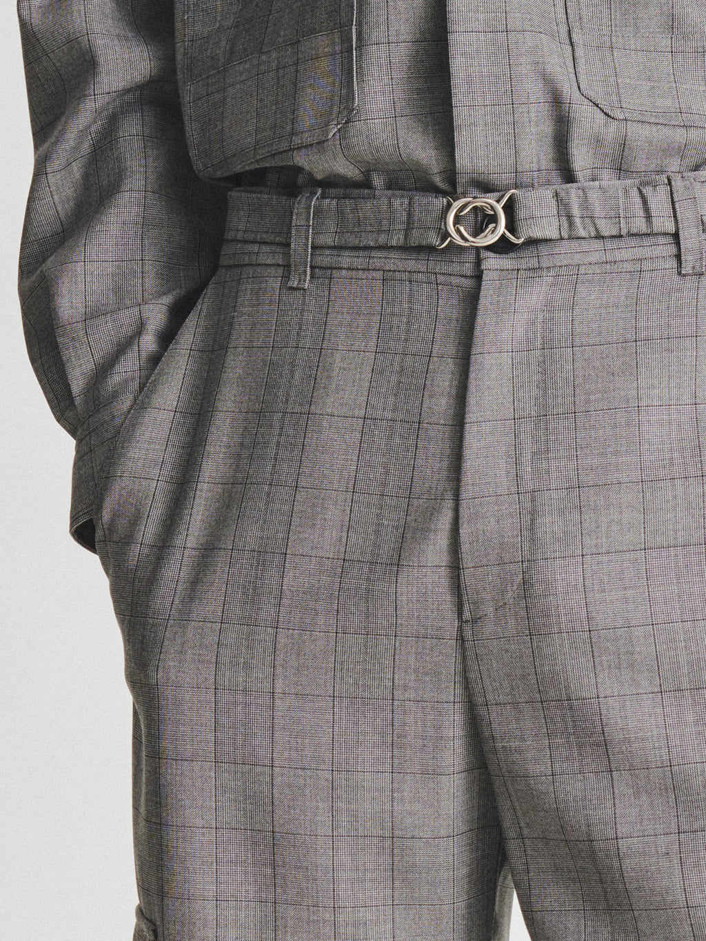 Kris Van Assche Elastic Belt 01, Grey Check