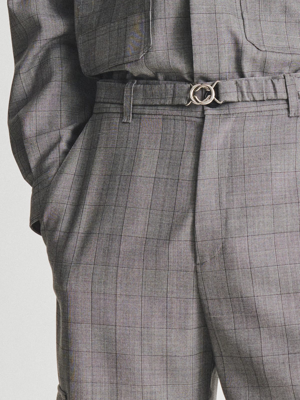 Kris Van Assche Elastic Belt 01, Grey Check