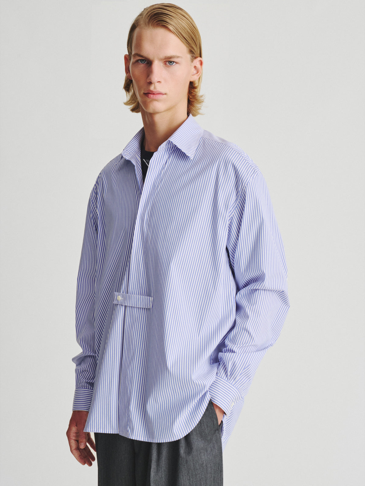 Kris Van Assche Shirt 01, White/Blue Stripe