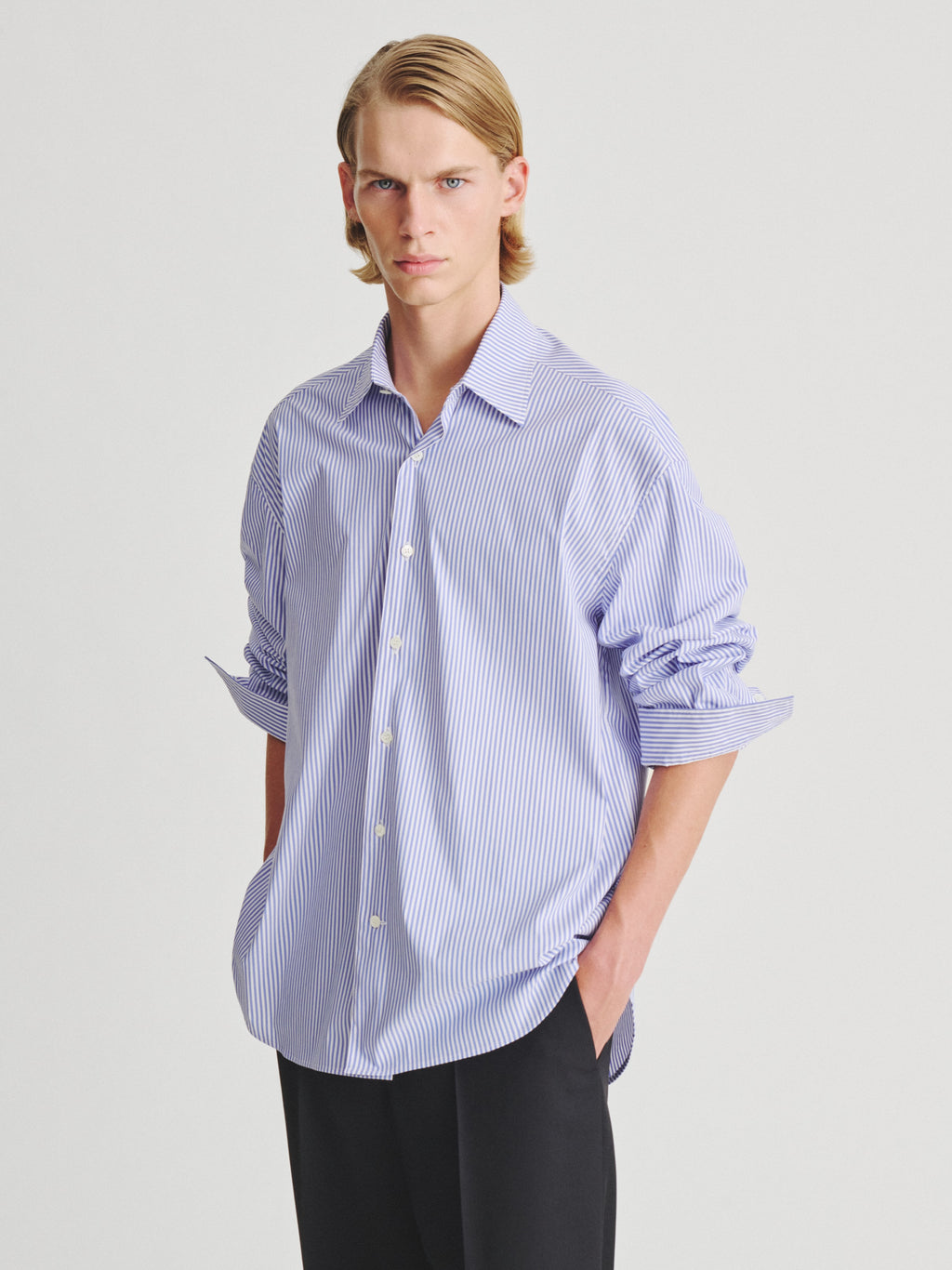 Kris Van Assche Shirt 02, White/Blue Stripe